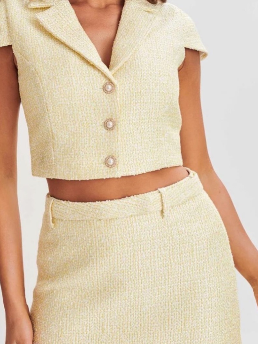 Meshki Mercer Tweed Top Only - Fairy Floss Yellow Size Medium